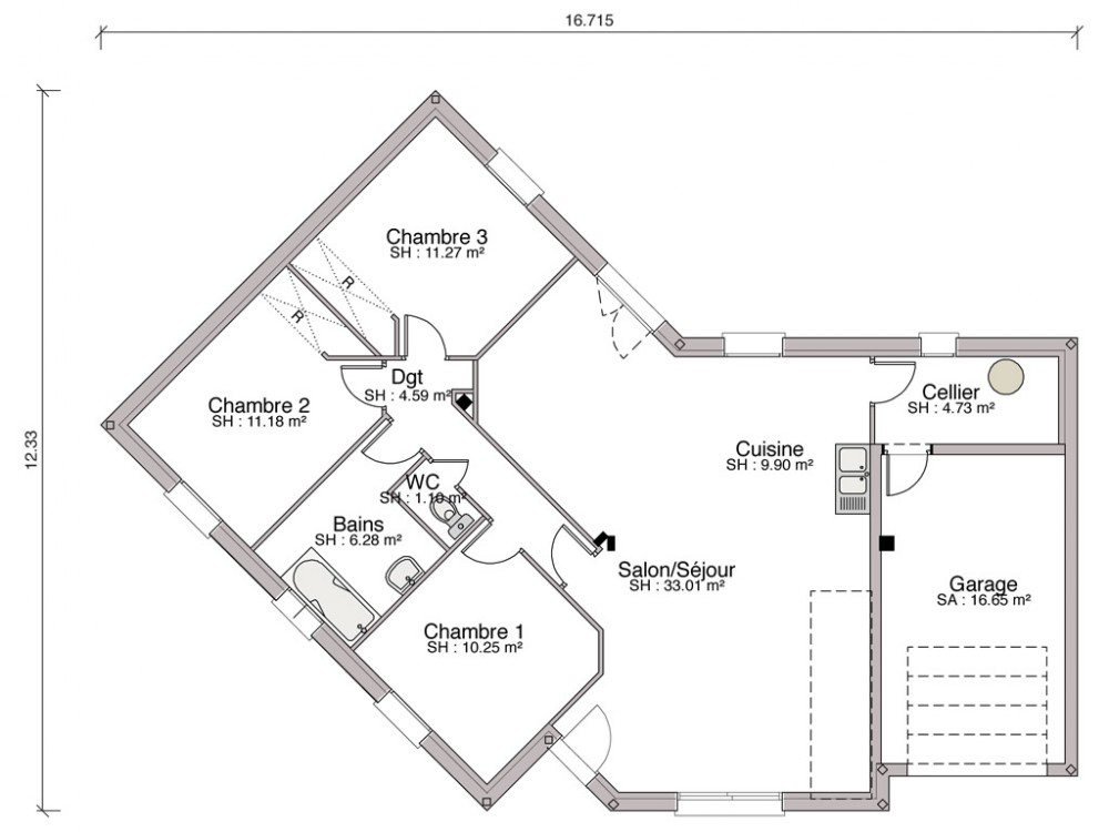 plan maison v ouvert